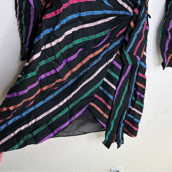 Tanya Taylor Metallic Striped Wrap Sheath Dress - Picture 6 of 7